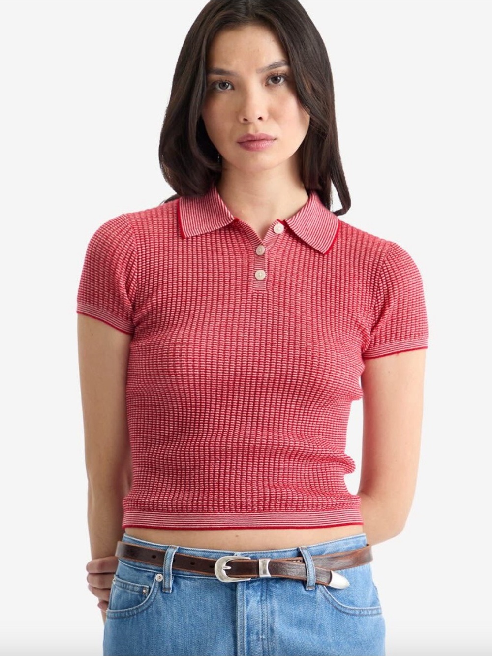 Guest In Residence Shrunken Cashmere Polo Shirt True Red